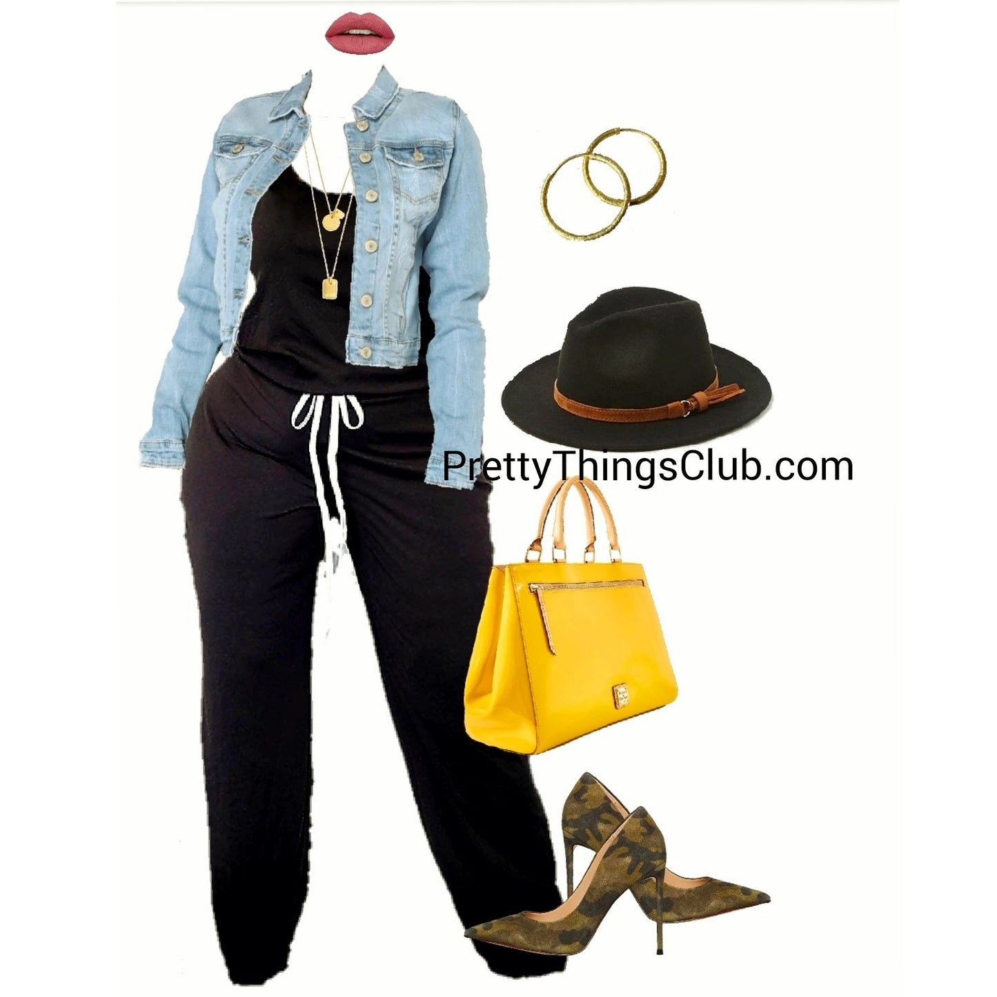 R&B- Jumpsuit with elastic tie at waist