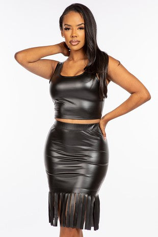 Sweet Talk- Faux Leather Two-Piece Set