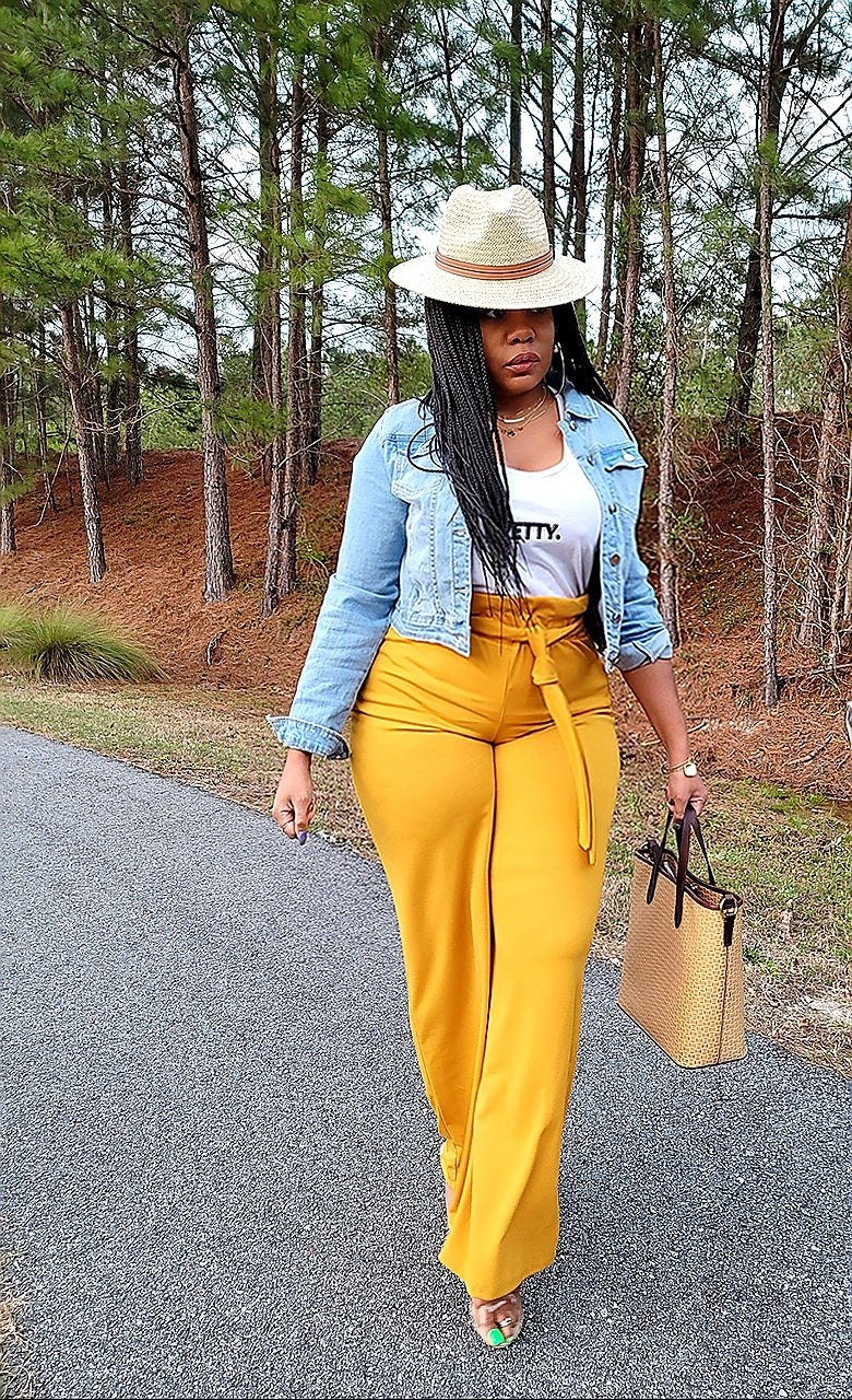 Snatched waist- High Waist Wide-leg Pants