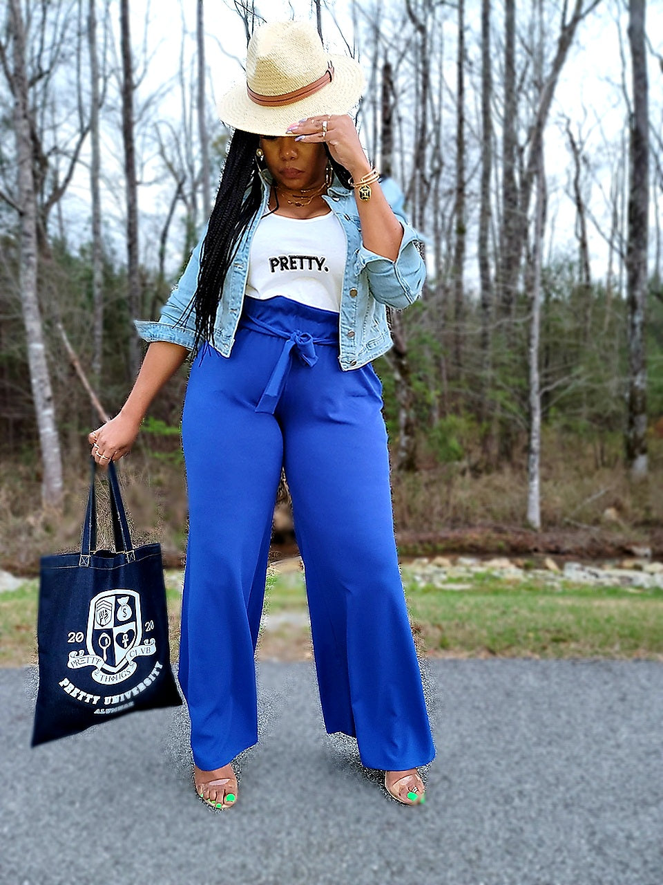 Snatched waist- High Waist Wide-leg Pants