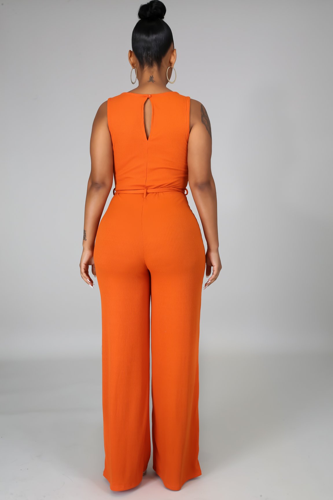 PAYDAY-Ribbed Belted Jumpsuit