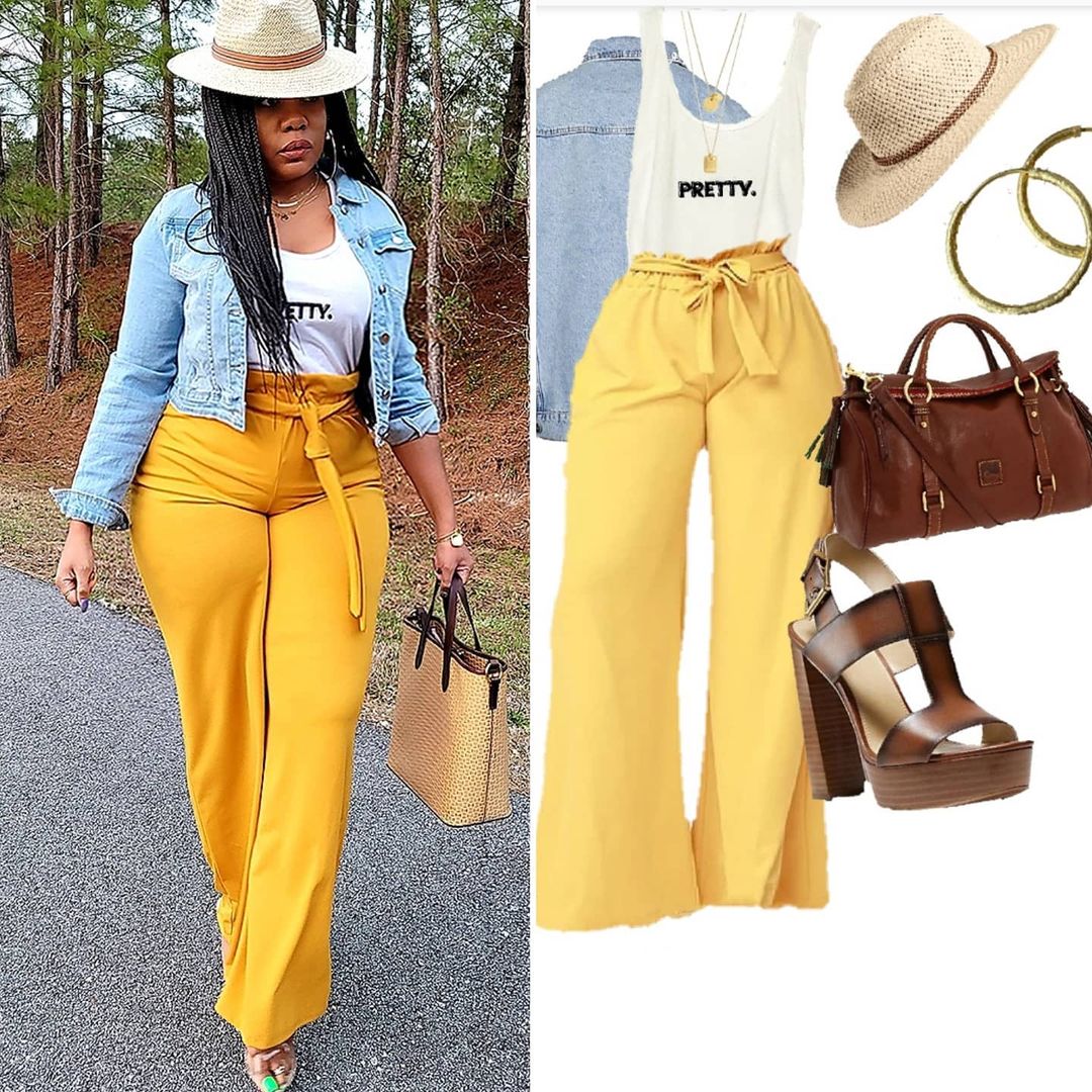 Snatched waist- High Waist Wide-leg Pants