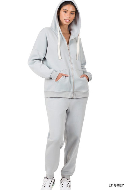 ZIPPER HOODIE SWEAT JACKET & SWEAT PANTS SET