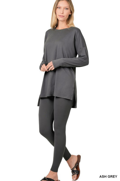 BRUSHED DTY MICROFIBER LOUNGEWEAR SET