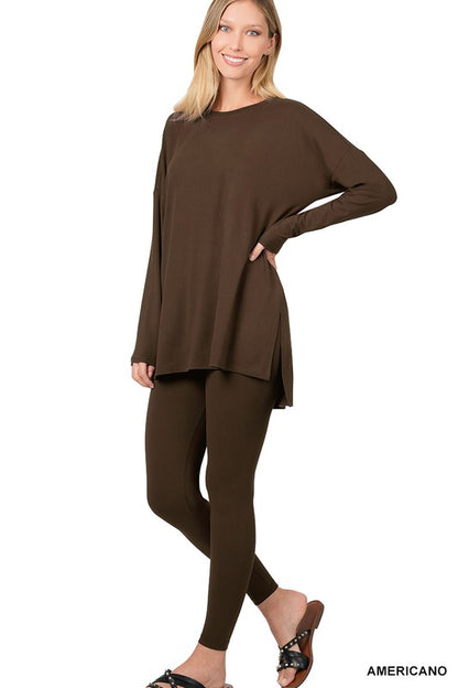 BRUSHED DTY MICROFIBER LOUNGEWEAR SET