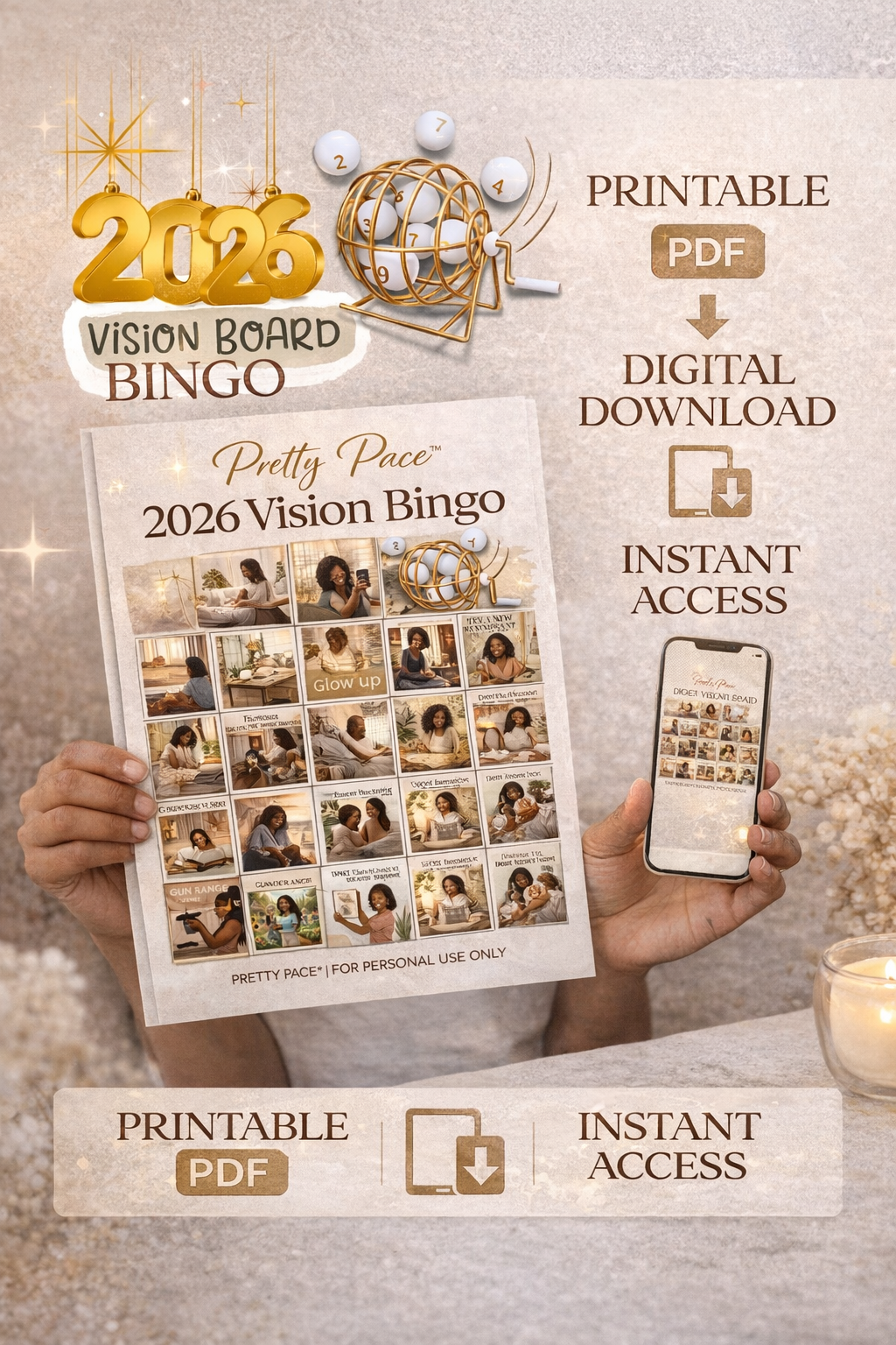 Pretty Pace™ 2026 Vision Bingo –  Neutral WW/Edition PRODUCT B