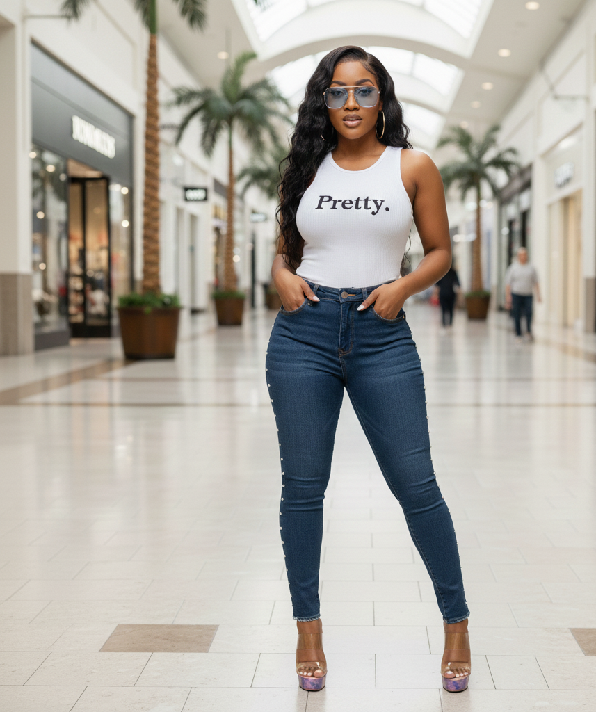 Hey Pearl Hey -Bleach Wash Jeans