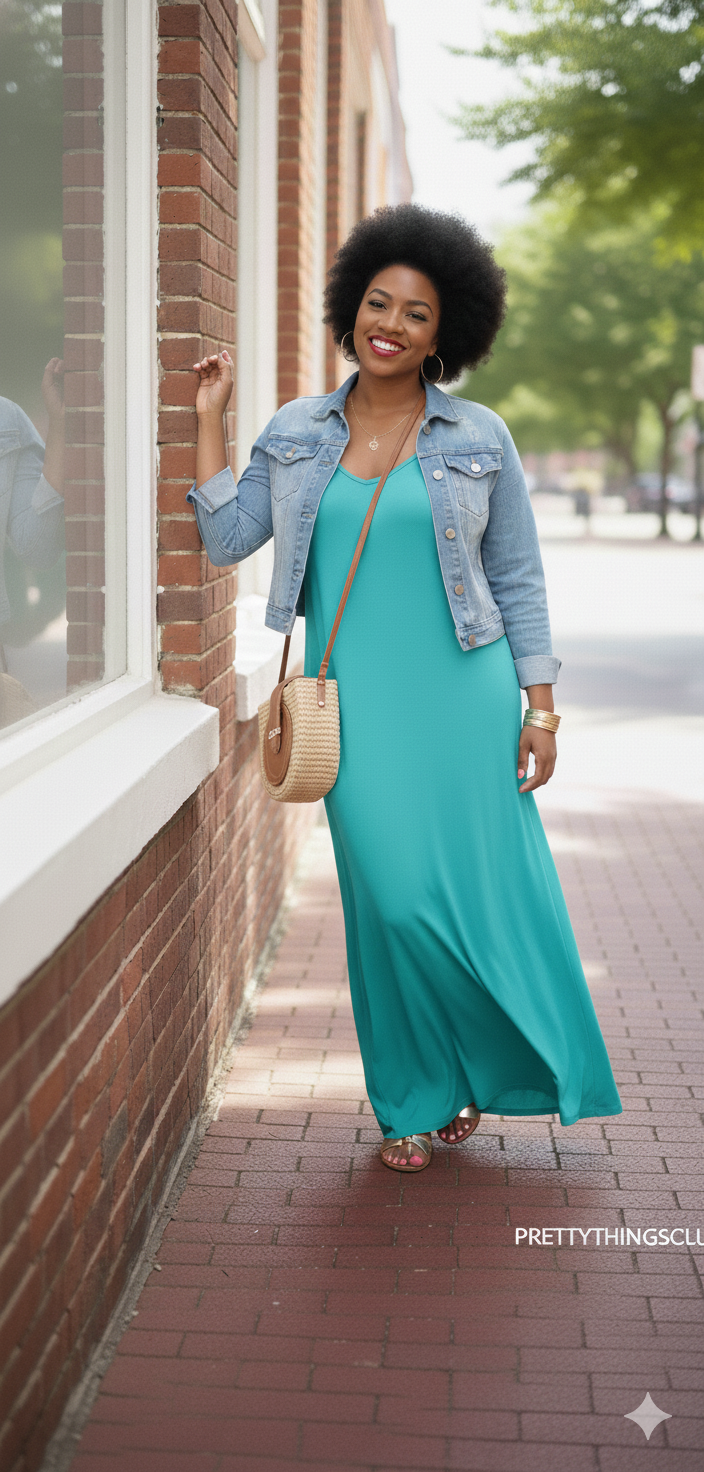 POPSICLE- V-NECK ADJUSTABLE STRAPS MAXI DRESS
