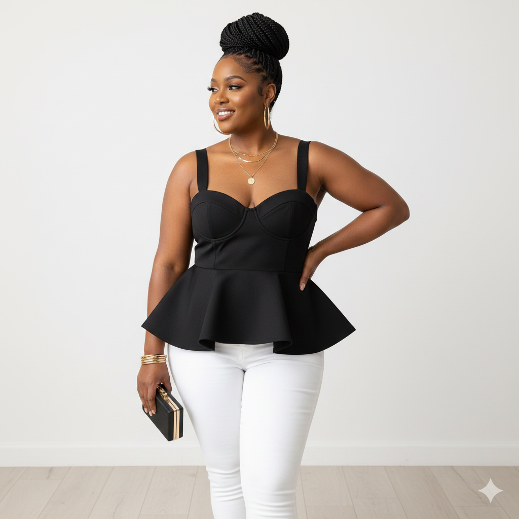 All Eyes On Me-  Sexy Peplum Bustier  Top