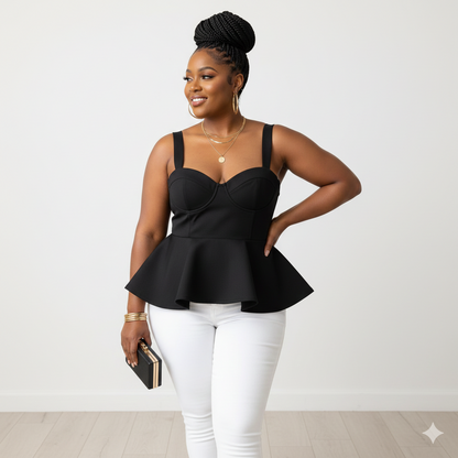 All Eyes On Me-  Sexy Peplum Bustier  Top