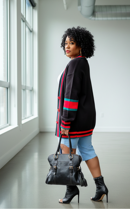 Varsity Team- Designer Striped Cardigan