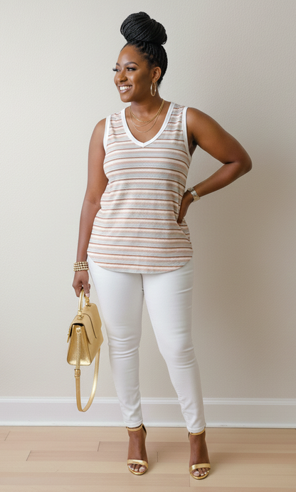 Go With The Flow- v neck sleeveless  tank top