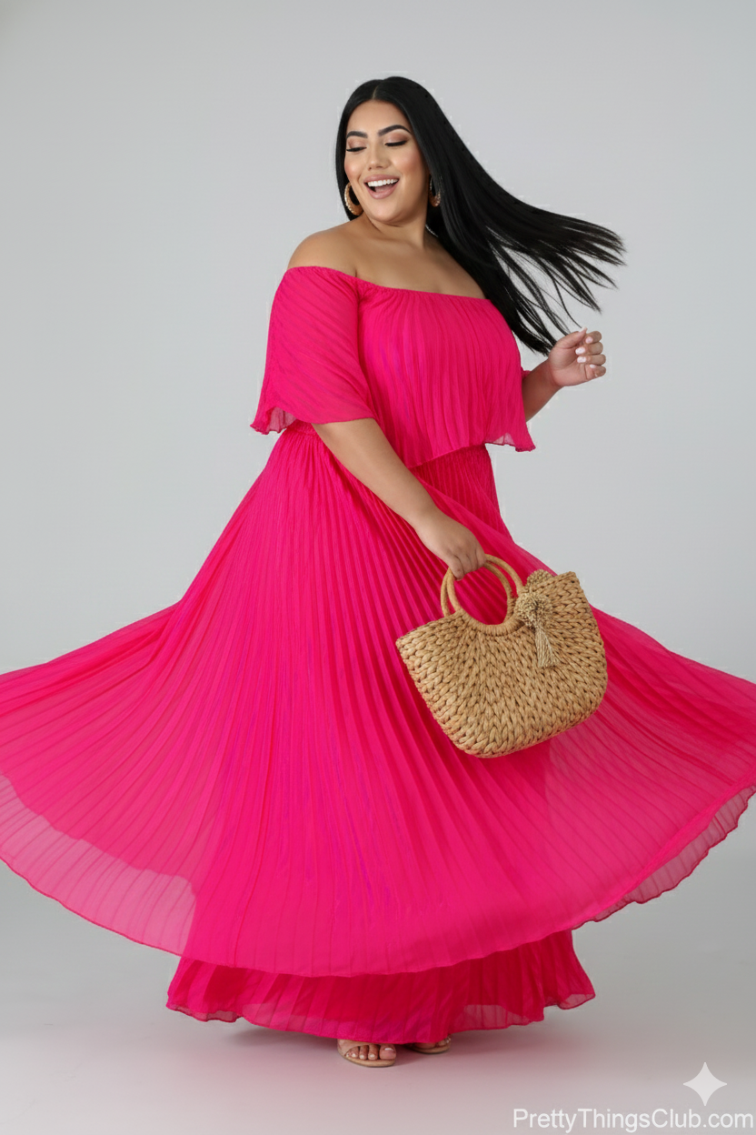 Posh- Pleated Maxi
