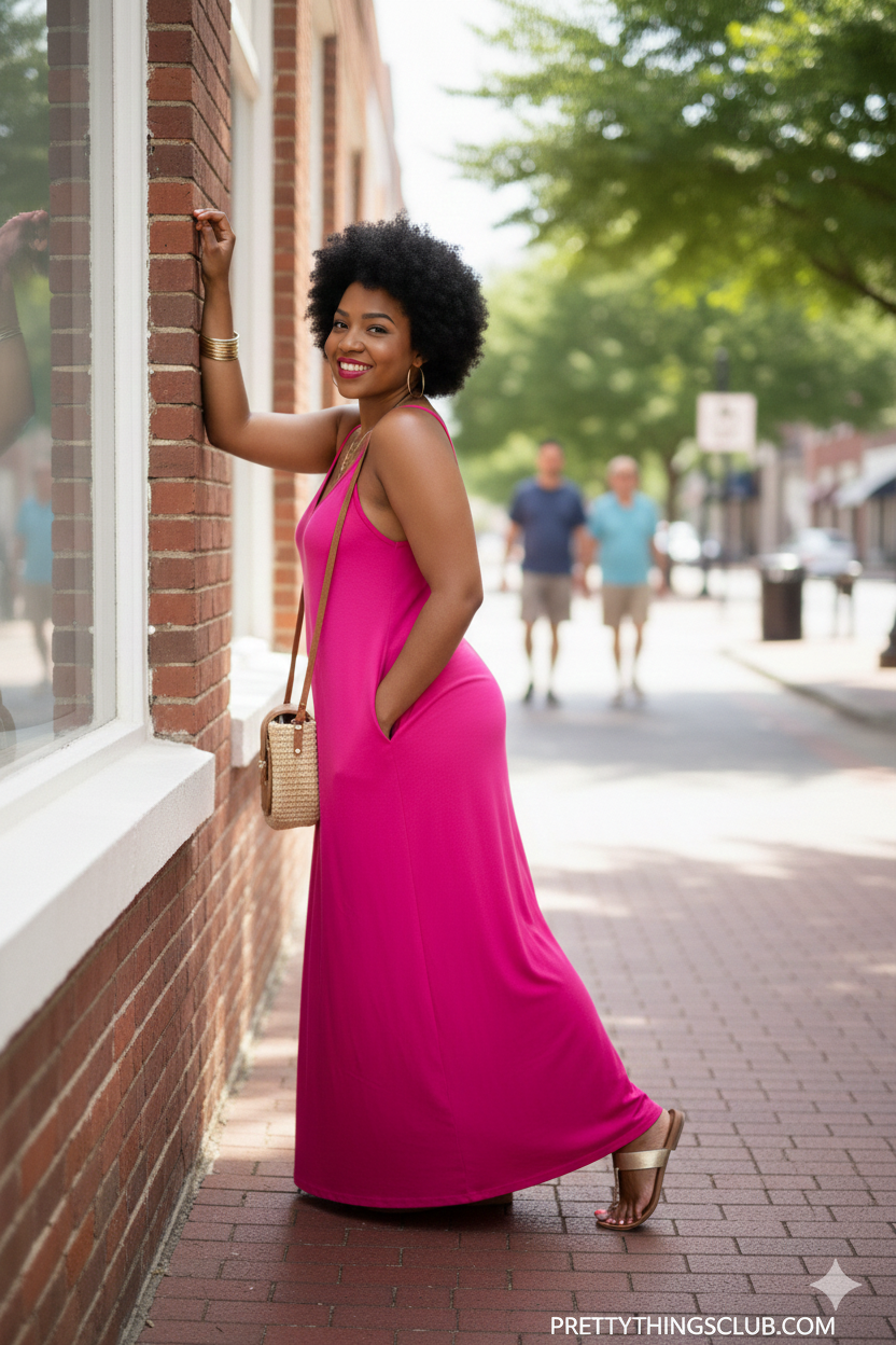 POPSICLE- V-NECK ADJUSTABLE STRAPS MAXI DRESS