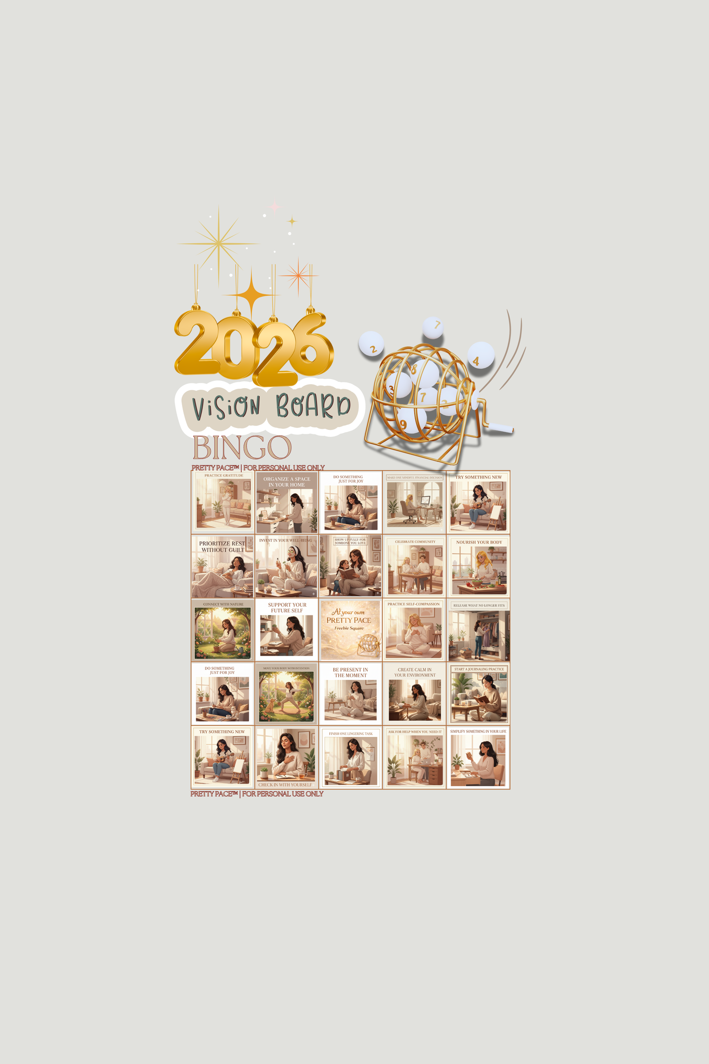 Pretty Pace™ 2026 Vision Bingo –  Neutral WW/Edition PRODUCT B