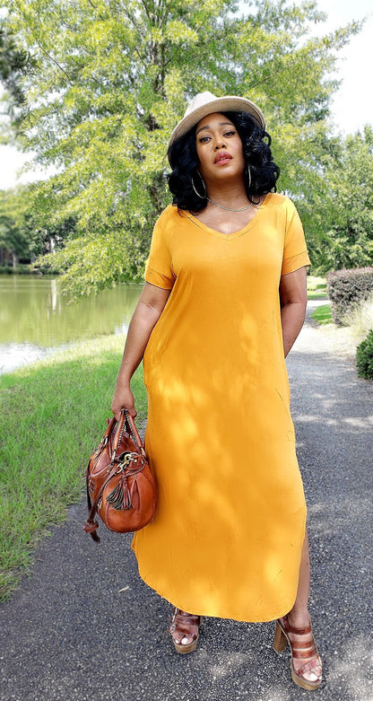 CLASS ACT- V-NECK POCKET MAXI