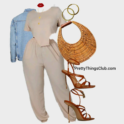 So Posh- 2 Piece Crop Top Set
