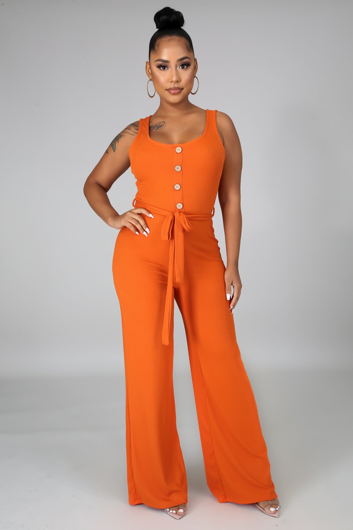 PAYDAY-Ribbed Belted Jumpsuit